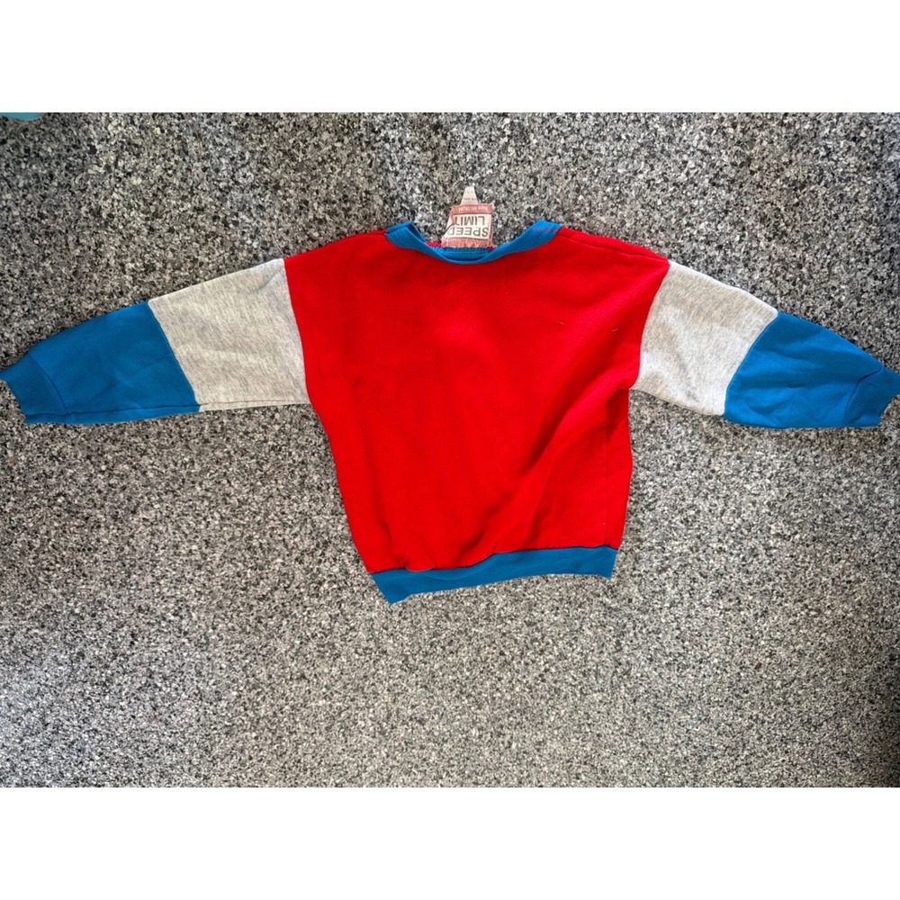 Vintage Speed Limit Rollerblade Graphic Sweatshirt Red Blue Colorblock Medium - Picture 2 of 4